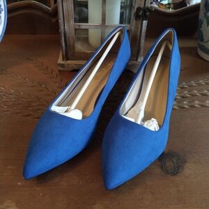 Dream Pairs Blue Suede Heels Elegant Pointed-Toe Pumps